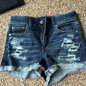 American Eagle Outfitters Blue Jean Shorts Distressed Cuffed